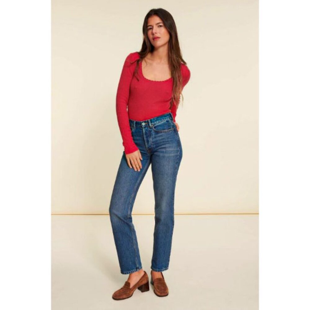 SOLD - Rouje Terry Alpaca Wool Red Knit Long Sleeve Top - FR 36 / US 4 / S - Picture 10 of 12